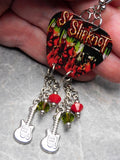 Slipknot Wait and Bleed Guitar Pick Earrings with Guitar Charm and Swarovski Crystal Dangles