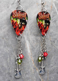 Slipknot Wait and Bleed Guitar Pick Earrings with Guitar Charm and Swarovski Crystal Dangles