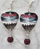 Slipknot All Hope Is Gone Guitar Pick Earrings with Dark Red Pave Bead Dangles