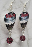 Slipknot All Hope Is Gone Guitar Pick Earrings with Dark Red Pave Bead Dangles