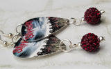 Slipknot All Hope Is Gone Guitar Pick Earrings with Dark Red Pave Bead Dangles