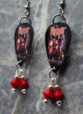 Slipknot We Won't Die Guitar Pick Earrings with Opaque Red Swarovski Crystal Dangles