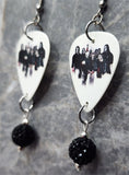 Slipknot Guitar Pick Earrings with Black Pave Bead Dangles