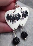 Slipknot Guitar Pick Earrings with Black Pave Bead Dangles