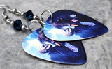 Slipknot Guitar Pick Earrings with Metallic Blue Swarovski Crystals