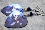 Slipknot Guitar Pick Earrings with Metallic Blue Swarovski Crystals
