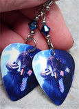 Slipknot Guitar Pick Earrings with Metallic Blue Swarovski Crystals