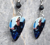 Clay Morrow Sons of Anarchy Guitar Pick Earrings with Black Swarovski Crystals