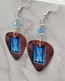 Styx Edge of the Century Guitar Pick Earrings with Aqua Blue Swarovski Crystals