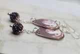 Styx Crystal Ball Guitar Pick Earrings with Purple to White Ombre Pave Bead Dangles