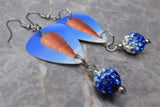 Styx Cyclorama Guitar Pick Earrings with Blue to White Ombre Pave Bead Dangles