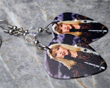 Taylor Swift at the Microphone Guitar Pick Earrings with Clear AB Swarovski Crystals