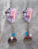 Taylor Swift Guitar Pick Earrings with Stainless Steel Text Charm and Swarovski Crystal Dangles