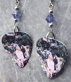 Taylor Swift Surrounded By Flowers Guitar Pick Earrings with Purple Swarovski Crystals