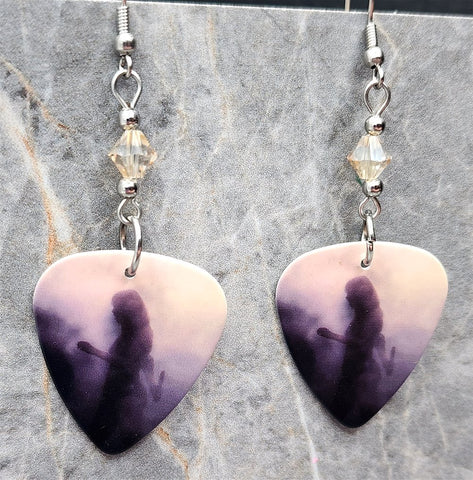 Taylor Swift Guitar Pick Earrings with Golden Shadow Swarovski Crystals