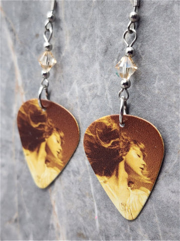 Taylor Swift Guitar Pick Earrings with Silk Swarovski Crystals