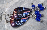 Taylor Swift Guitar Pick Earrings with Blue Swarovski Crystal Dangles