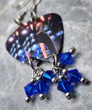 Taylor Swift Guitar Pick Earrings with Blue Swarovski Crystal Dangles