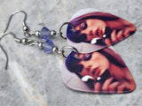 Taylor Swift Midnights Guitar Pick Earrings with Purple Swarovski Crystals