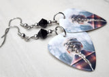 Taylor Swift Evermore Guitar Pick Earrings with Black Swarovski Crystals
