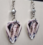 Taylor Swift Guitar Pick Earrings with Metallic Silver Swarovski Crystals