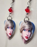 Taylor Swift Guitar Pick Earrings with Red AB Swarovski Crystals