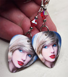 Taylor Swift Guitar Pick Earrings with Red AB Swarovski Crystals