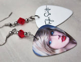 Taylor Swift Guitar Pick Earrings with Red AB Swarovski Crystals
