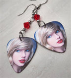 Taylor Swift Guitar Pick Earrings with Red AB Swarovski Crystals