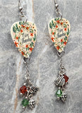 Give Thanks Autumnal Thanksgiving Guitar Pick Earrings with Charms Swarovski Crystal Dangles