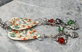 Give Thanks Autumnal Thanksgiving Guitar Pick Earrings with Charms Swarovski Crystal Dangles