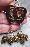 Let's Talk Turkey Guitar Pick Earrings with Dark Metallic Gold Pave Dangles