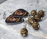 Let's Talk Turkey Guitar Pick Earrings with Dark Metallic Gold Pave Dangles