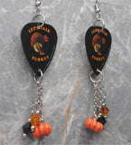 Let's Talk Turkey Guitar Pick Earrings with Pumpkin and Swarovski Crystal Dangles