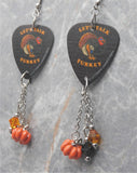 Let's Talk Turkey Guitar Pick Earrings with Pumpkin and Swarovski Crystal Dangles