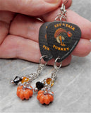 Let's Talk Turkey Guitar Pick Earrings with Pumpkin and Swarovski Crystal Dangles