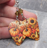 Autumnal Scene Guitar Pick Earrings with Khaki Swarovski Crystals