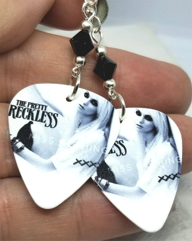 The Pretty Reckless Miss Nothing Guitar Pick Earrings with Black Swarovski Crystals
