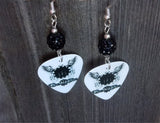 Three Days Grace Pain Guitar Pick Earrings with Black Pave Beads