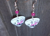 Three Days Grace Life Starts Now Guitar Pick Earrings with Fuchsia Pave Beads