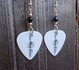 Three Days Grace White Guitar Pick Earrings with Black Swarovski Crystals