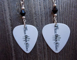 Three Days Grace White Guitar Pick Earrings with Black Swarovski Crystals