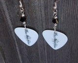 Three Days Grace White Guitar Pick Earrings with Black Swarovski Crystals