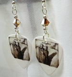 Three Days Grace Self Titled Album Guitar Pick Earrings with Brown and Clear Swarovski Crystals