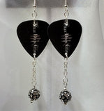 Three Days Grace Guitar Pick Earrings with Black and White Pave Bead Dangles