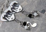 Three Days Grace Group Picture Guitar Pick Earrings with Charm and Swarovski Crystal Dangles
