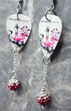 Three Days Grace Life Starts Now Guitar Pick Earrings with Pink Ombre Pave Bead Dangles