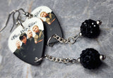 Three Days Grace Guitar Pick Earrings with Black Pave Bead Dangles