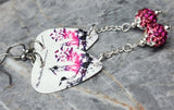 Three Days Grace Life Starts Now Guitar Pick Earrings with Pink Ombre Pave Bead Dangles
