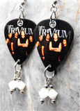 Trivium Group Picture Guitar Pick Earrings with White Swarovski Crystal Dangles